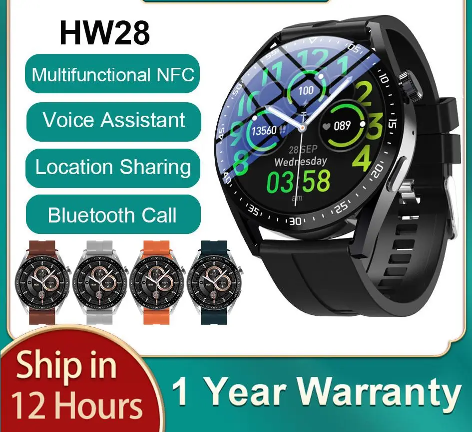 

HW28 SmartWatch 2022 Men NFC 1.39 Inch Voice Assistant Bluetooth Call Calories Sport Women smartwatch pk Huawei GTR 3 GTS2