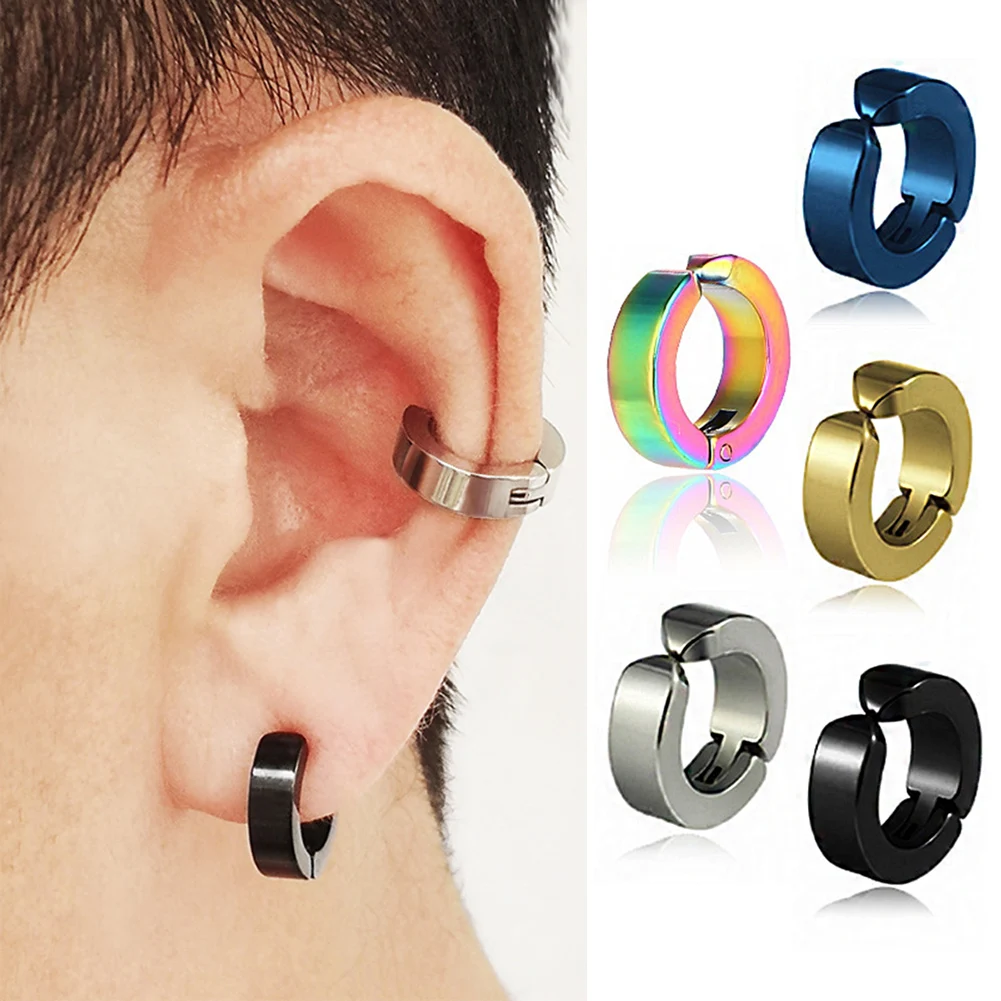 

1Pc Simple No Piercing Earrings Steel Clip-on Fake Earring Round Ear Clip For Women Men Party Fashion Sexy Jewelry
