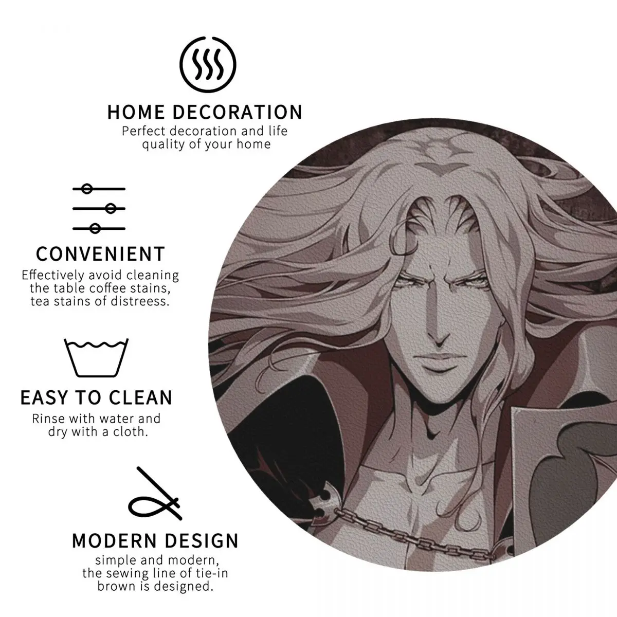 Alucard Castlevania подставки кухонные салфетки водонепроницаемые изоляционные коврики для чашек кофейные коврики для декора домашней посуды подушечки набор из 4 шт. (art.: 3920cd55ba770) - 3920cd55ba770