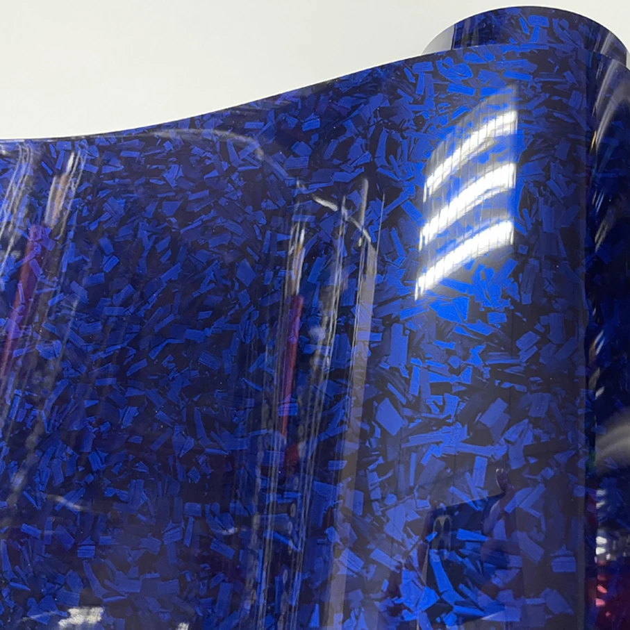 Высокоглянцевая синяя кованая пленка из углеродного волокна ПЭТ-покрытие Voiture