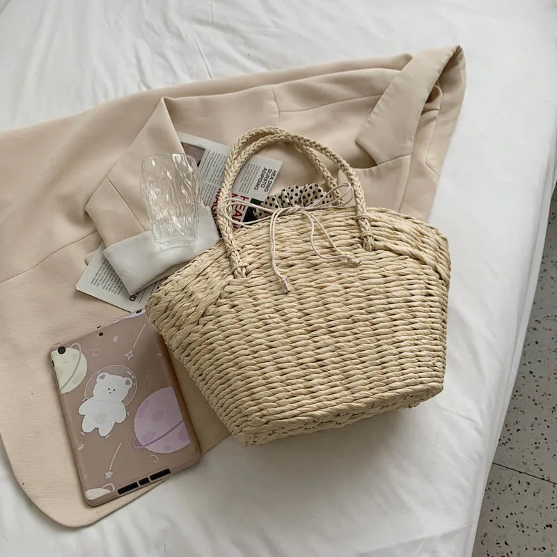 Rattan Basket Bags for Women Summer Bohemian Large Woven Straw Bags Handbags and Purse Big Travel Bali Beach Bag Shoulder Bag