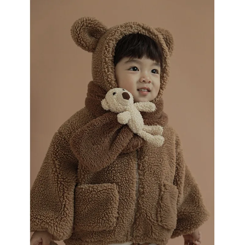 

Winter Baby Kids Jacket For Boys Coats Lamb Wool Plus Velvet Thick Coats Christmas Costume For Toddler Children Outwear 1-8 Year