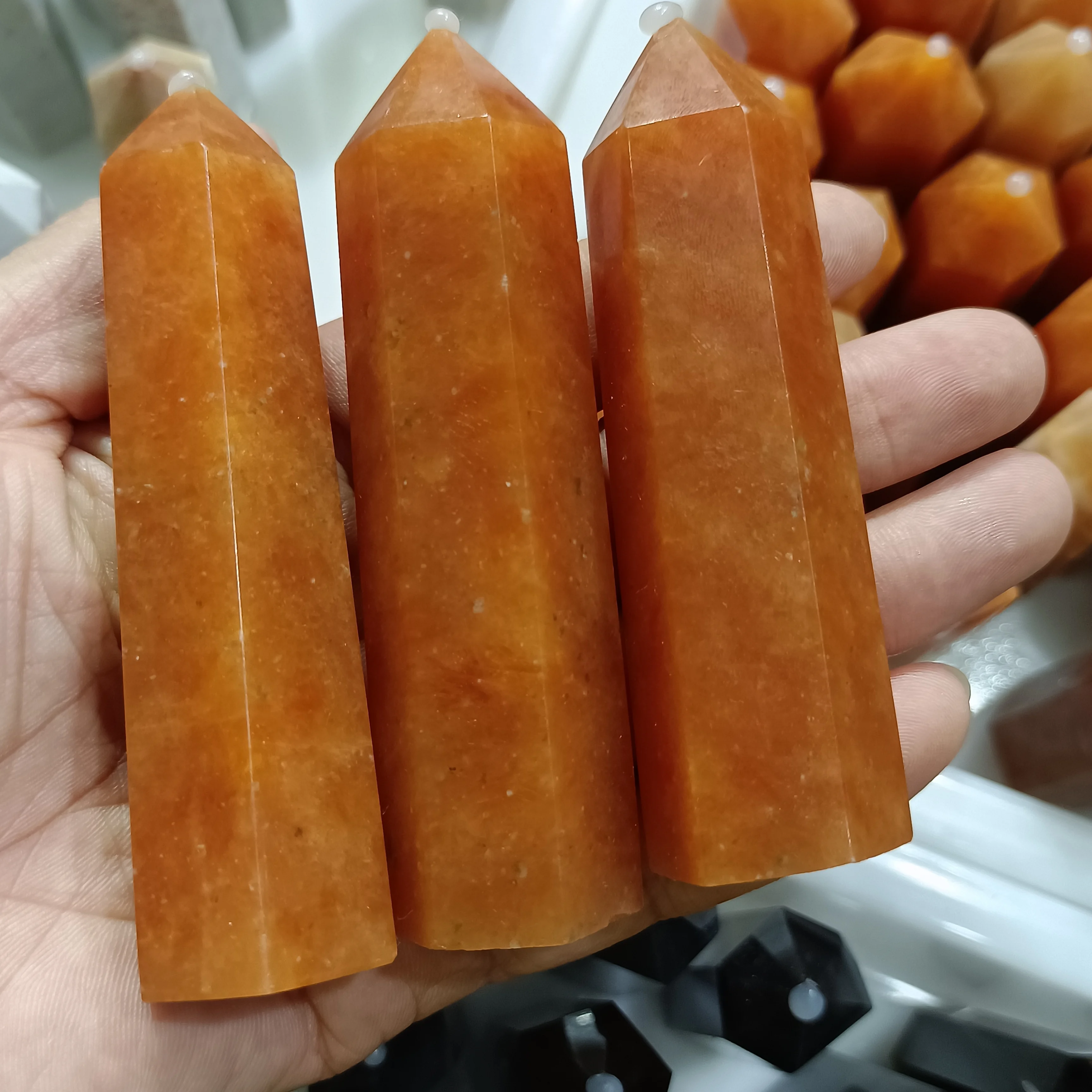 70-90 мм натуральный оранжевый Солнечный камень маленький кварцевый кристалл