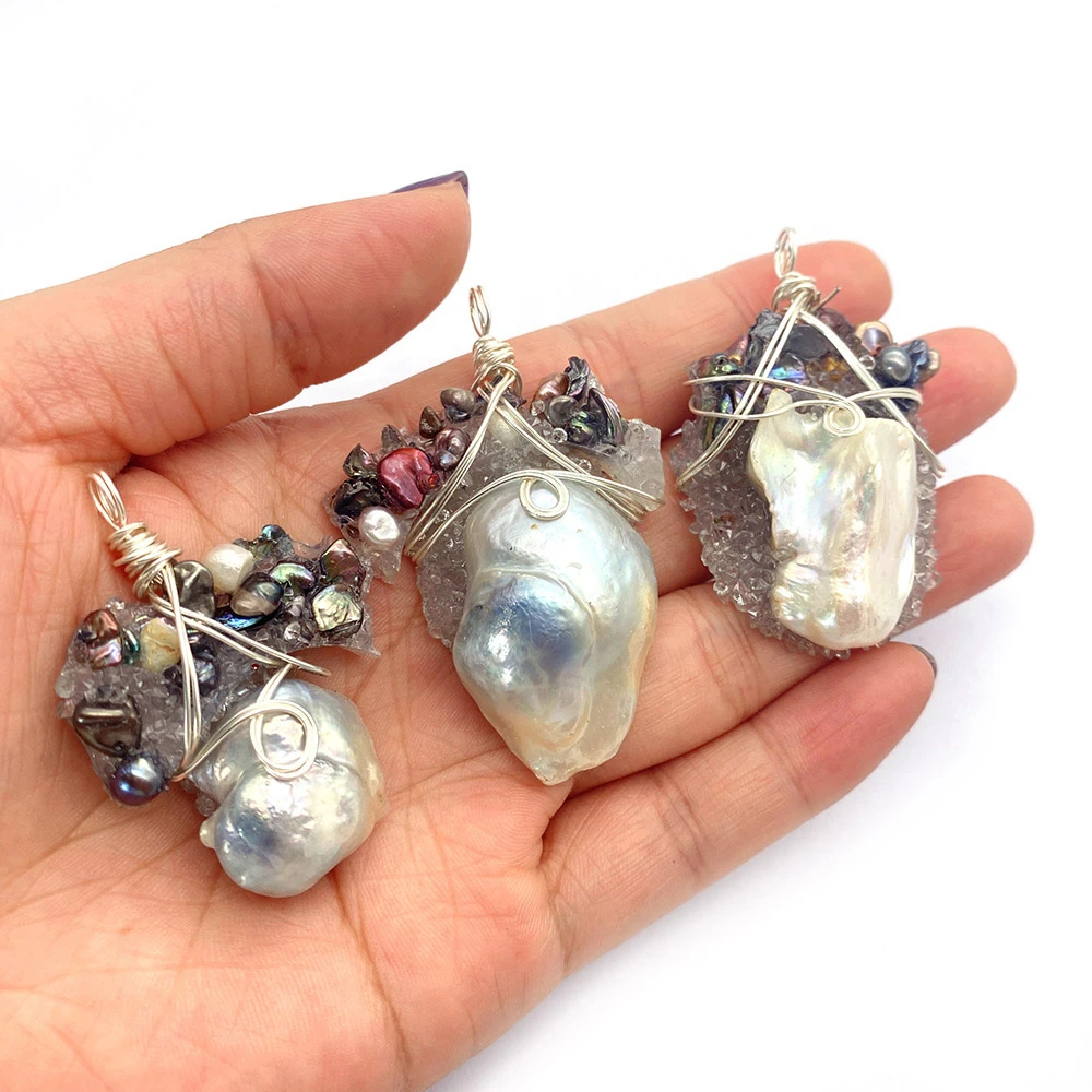 

Exquisite Pearl Irregular Pendant 20-57mm White Winding Charm Fashion Making DIY Necklace Earring Bracelet Jewelry Accessories
