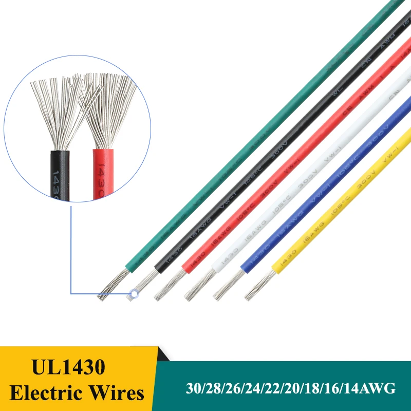 Электрические провода из ПВХ 30/28/26/24/22/20/18/16/14AWG DIY 5/10 м
