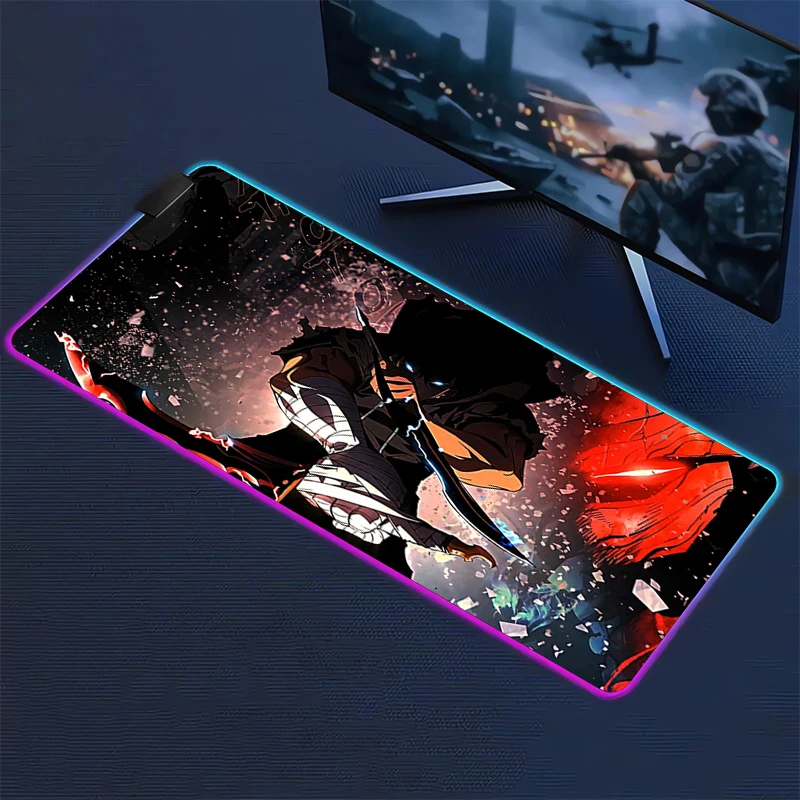 

Solo Leveling Pc Gamer Mousepad Rgb Mouse Pad Gaming Office Accessories Desk Gadgets Cabinet Mat Keyboard Mats Setup Mechanical