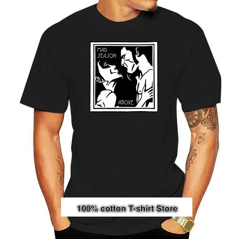 

Mad Season-Camiseta de algodón para hombre y mujer, prenda de vestir, de manga corta, con Logo negro, ropa de calle