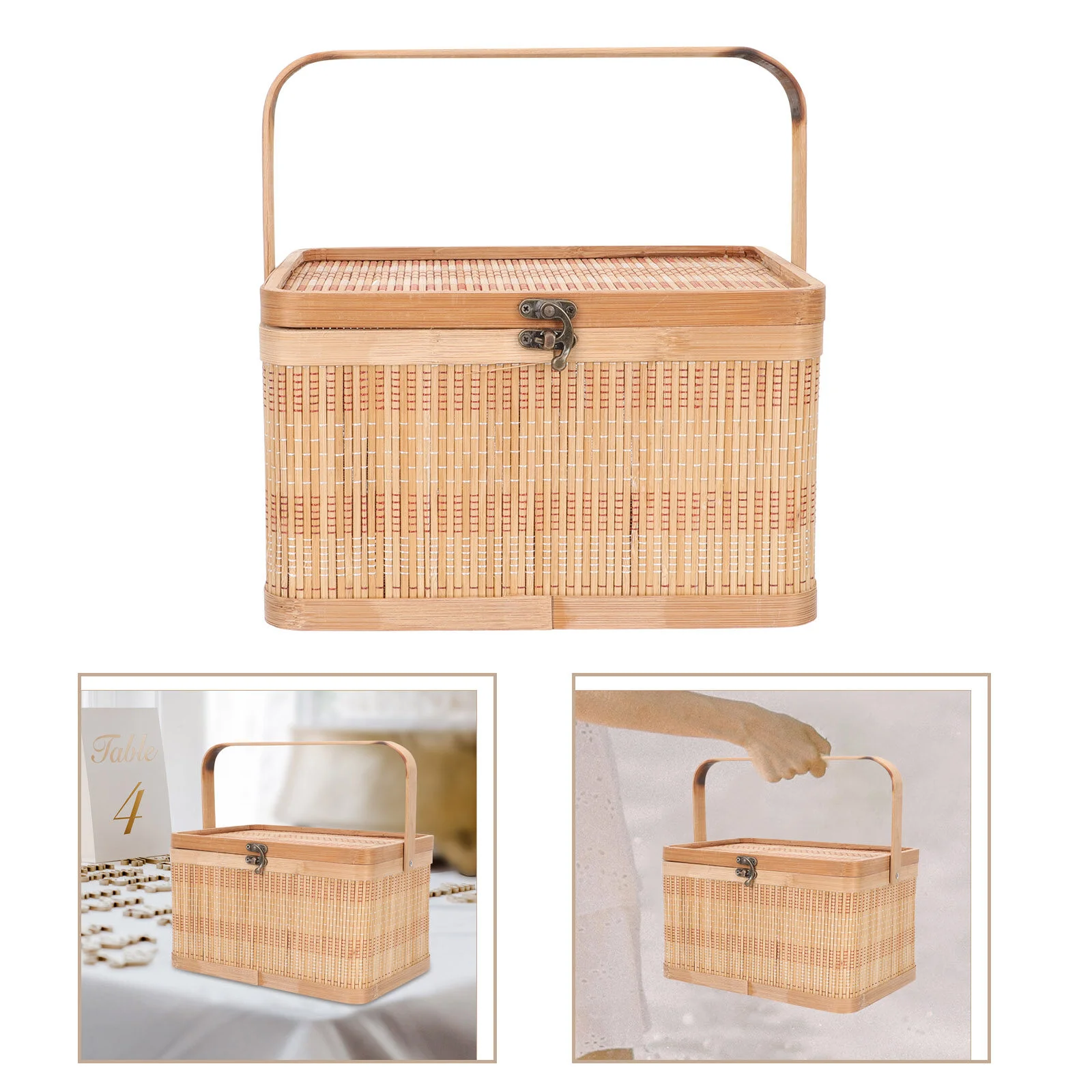 

Gift Basket Egg Hand-woven Crabs Storage Handle Bamboo Moon Cake Baskets Packing