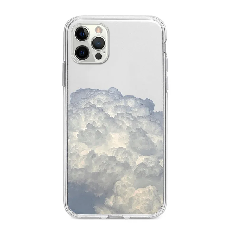 

Fashion Clouds Clear Soft Silicone Transparent Phone Case For iPhone 13 Pro Max 12Mini 11 XR X XS Drawing Funda Coque Carcasa