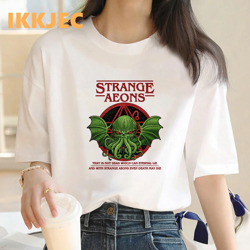 

Футболка cthulhu женская с принтом tumblr, белая одежда y2k, футболка в эстетическом стиле, короткий топ, уличная одежда