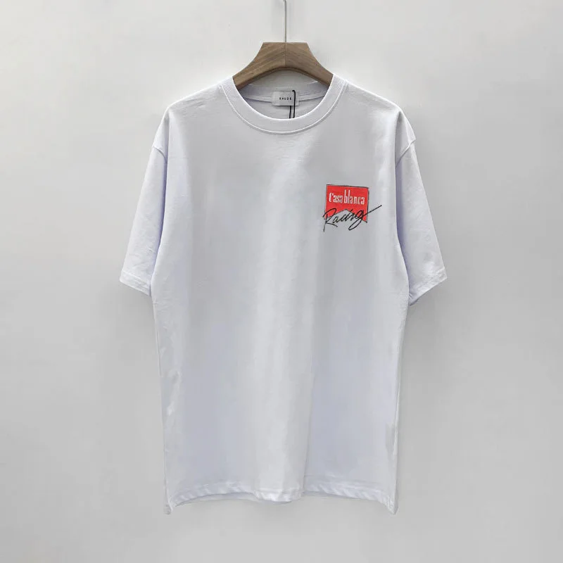 

Simple Logo Print RHUDE T Shirt Men Women Summer Style Cotton Loose Casual Tee Black White Best Quality Rhude Short Sleeve