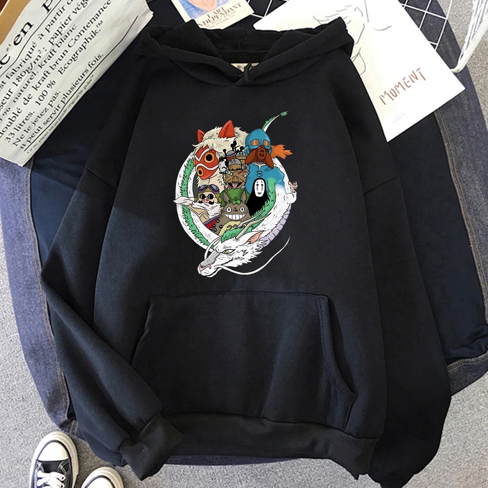 

Totoro Kawaii Printing Hoodie Spirited Away Cartoon Sweatshirts Studio Ghibli Hayao Miyazaki Pullovers Women Casual Hooded Tops