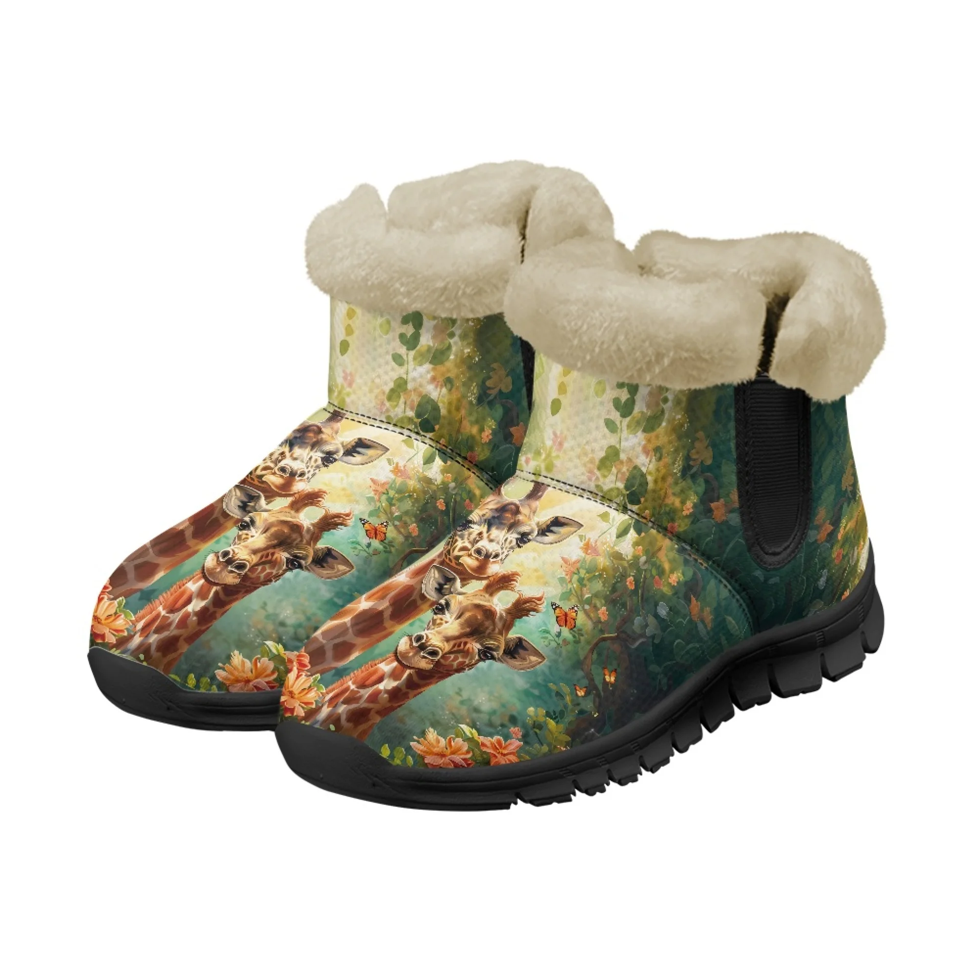 INSTANTARTS/женские зимние ботинки для пары с принтом жирафа повседневная мягкая