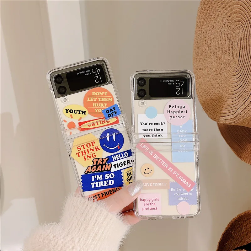 

Чехлы для телефонов с милым медведем для Samsung Galaxy Z Flip 3, полное покрытие, прозрачный жесткий чехол из поликарбоната для Samsung Galaxy Z Flip3 5G