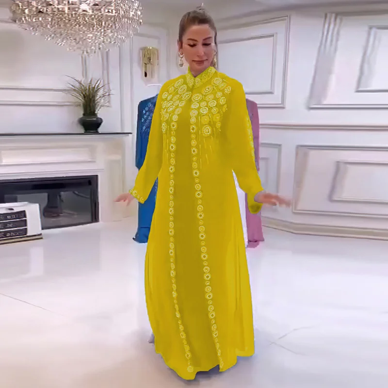 Muslim Sets Chiffon Abayas For Women Wedding Party Dress Two Pieces Set Islamic Clothing Caftan Marocaine Femme Dubai Boubou