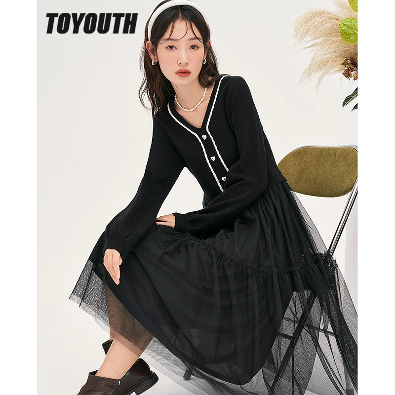 

Женское трикотажное платье-миди с длинным рукавом и V-образным вырезом