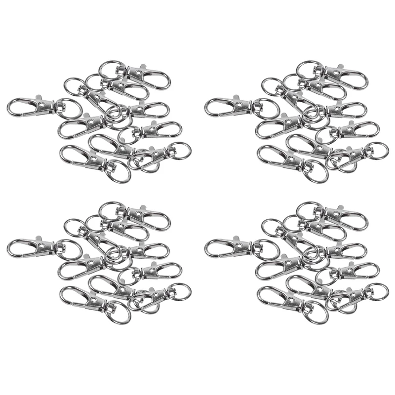 

40Pcs Metal Clasp Swivel Trigger Clips Snap Hooks Key Ring Bags DIY Craft Silver