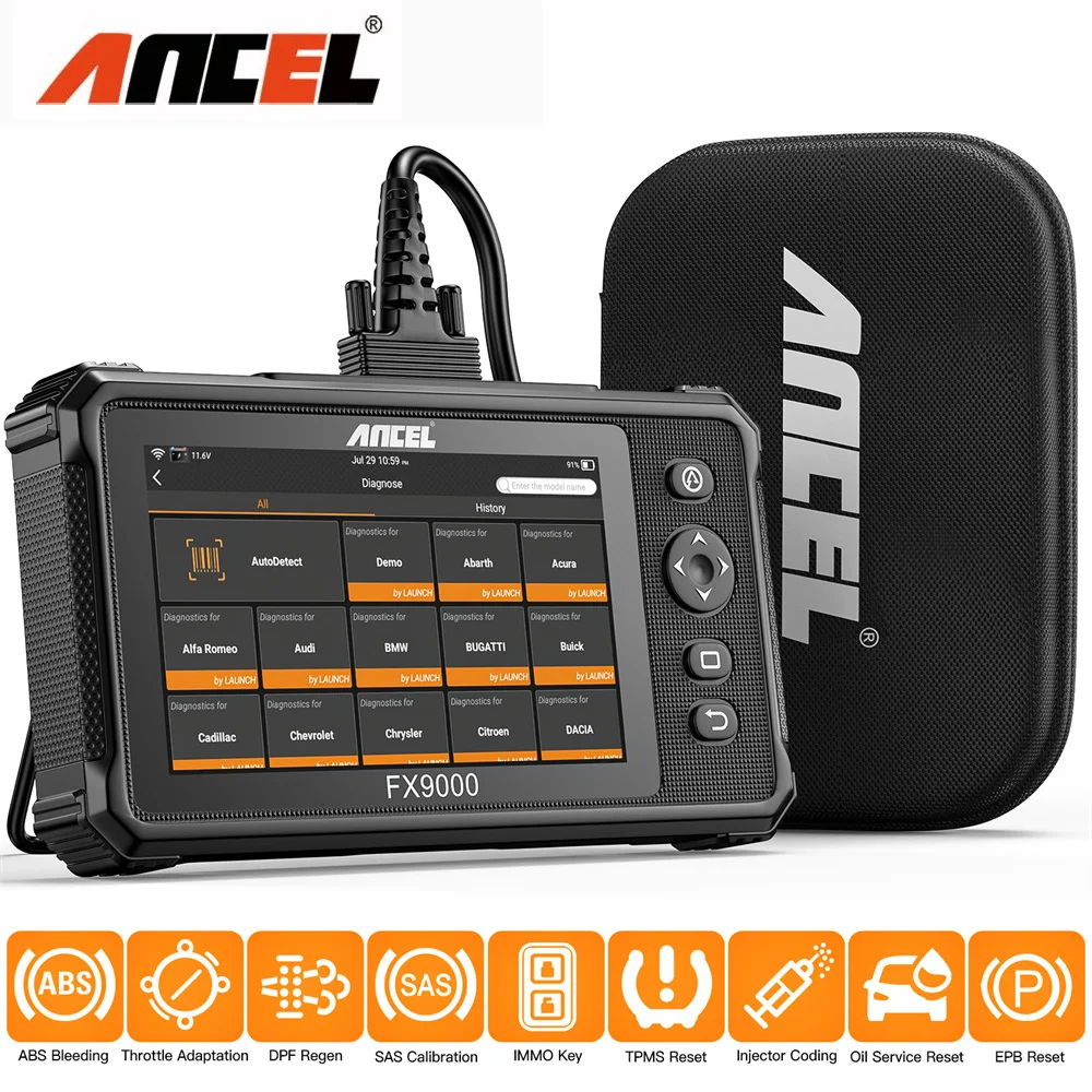 Диагностический сканер ANCEL FX9000 OBD2, профессиональный инструмент для сброса масла, все системы BMS/DPF/ IMMO/SAS/EPB/TPMS/AFS