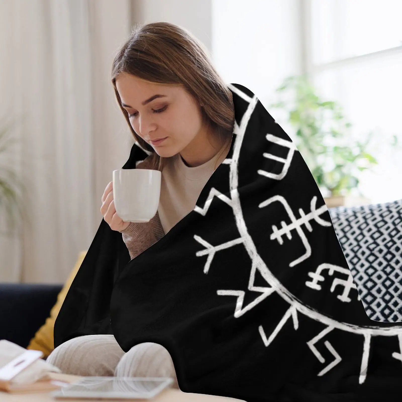 Одеяло с руническим кругом из скандинавской мифологии идеи подарков на день