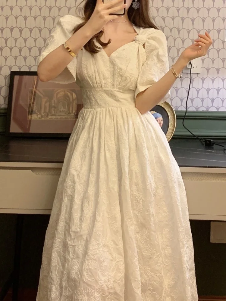 

Casual Women Elegant Summer New Prom Midi Dress French Vintage A-Line Party Birthday Vestidos Femme Fashion Wedding Clothes