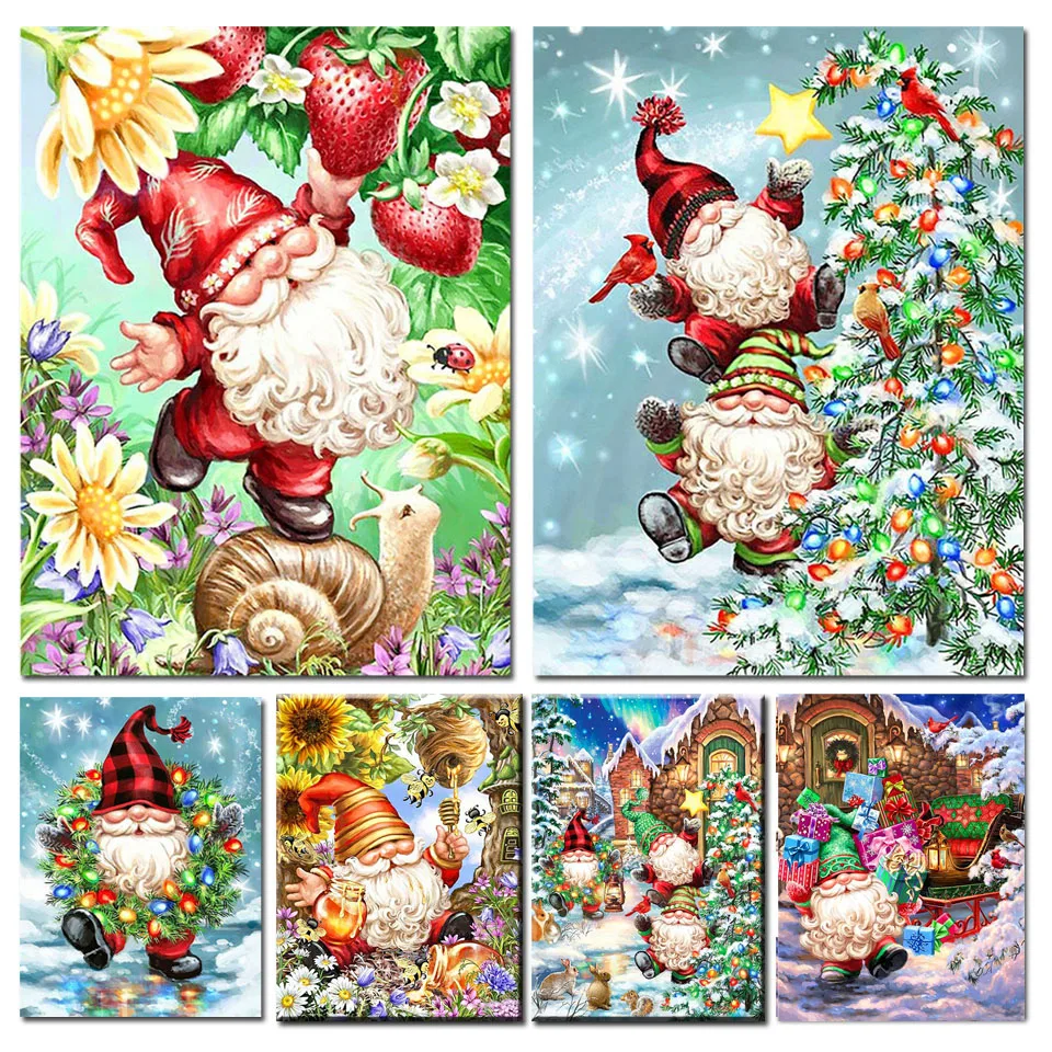 

Алмазная живопись, новый набор, Санта-Клаус, карлик, полная вышивка, мозаика, Рождественский Снеговик, цветные фонари Navid Q529