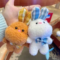 cute pet rabbit doll bow scarf plush doll toy backpack keychain student bags luggage pendant couple gift keychains