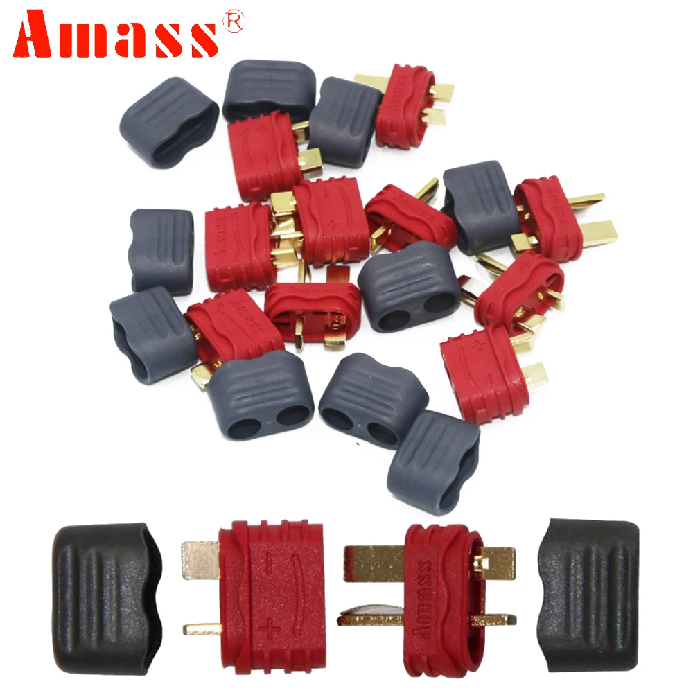 

20/ 50Pair Amass No-slip Tplug T plug Connector 40A High Current For RC Battery/Multi-axis/Fixed-wing Model/Aircraft Toys