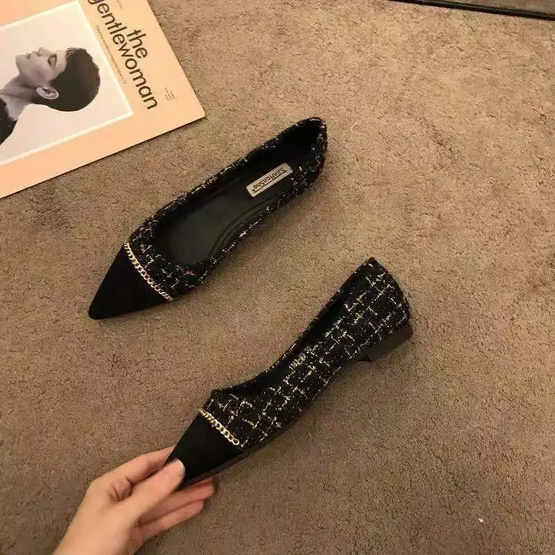 Women's Shoes 2023 Spring New Network Red Pointed Toe Colored Shallow Cut Flat Shoes Temperament Korean Flat Heel Shoes