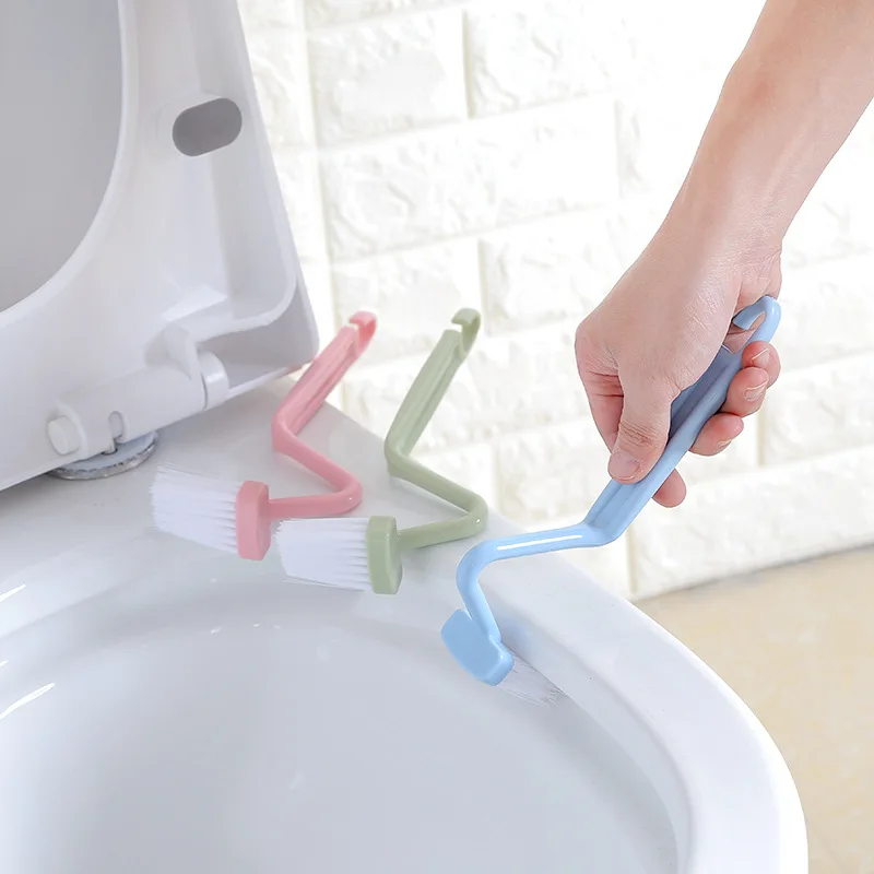 

1PC Bathroom Toilet Cleaning Brush Portable Toilet Brush Corner with Bending Handle Scubber Curved Cleaing Tools Random Color