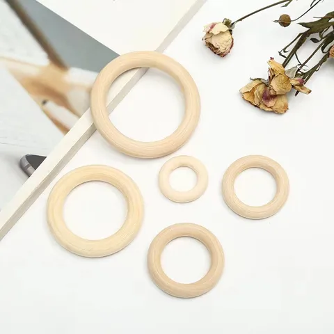 Кольца из необработанного дерева разных размеров, однотонные деревянные кольца из натурального дерева для детских игрушек «сделай сам», макраме, поделки, украшения из дерева