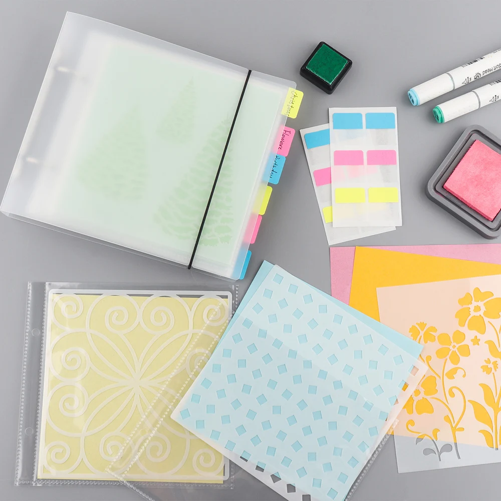 161 шт. 6x6 трафаретов для хранения папка с карманами подложка карточек наклейкой