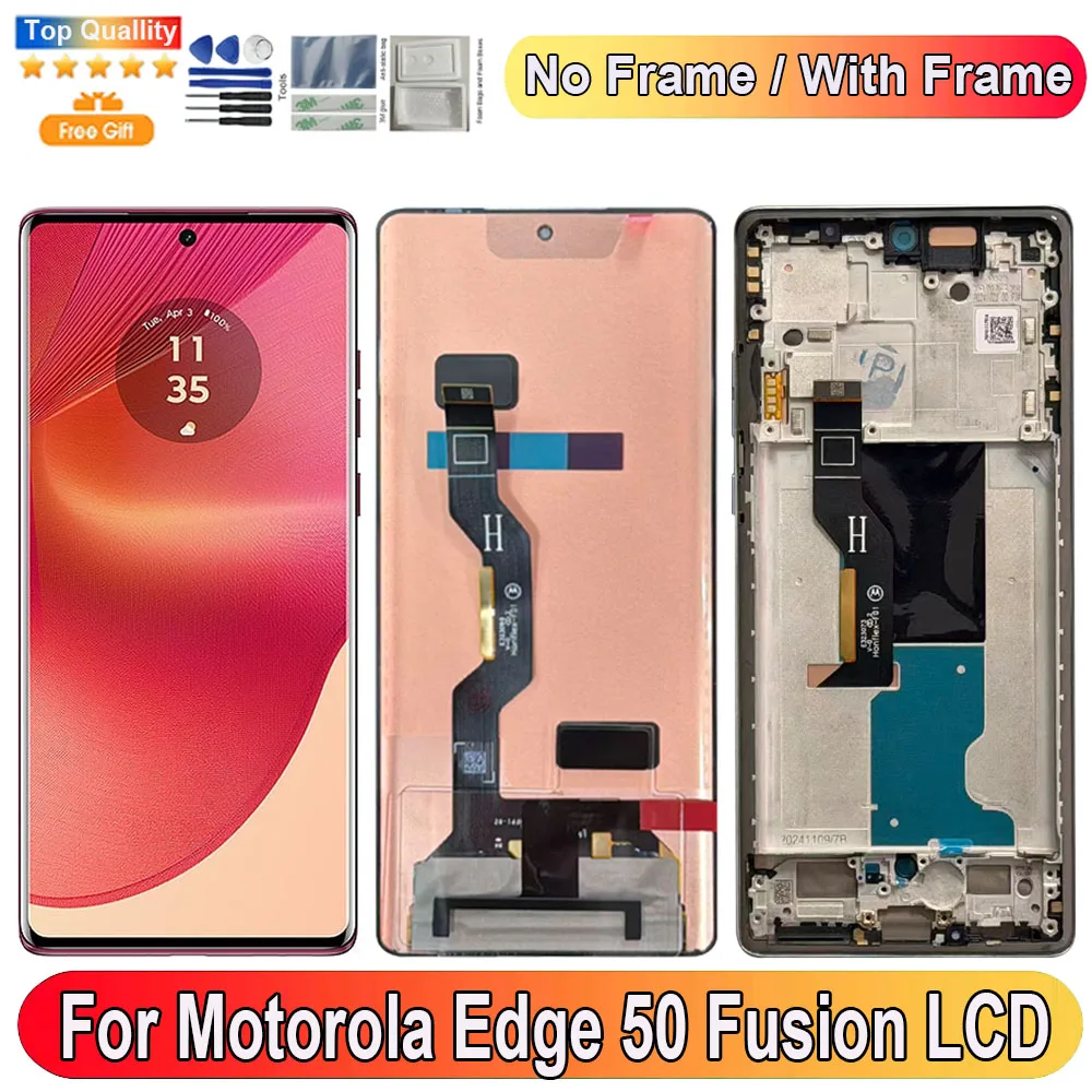 Фото 6,7-дюймовый ЖК-дисплей для Motorola Edge 50 Fusion, сенсорная панель, дигитайзер, запасные части, экран с рамкой XT2429-1 №1