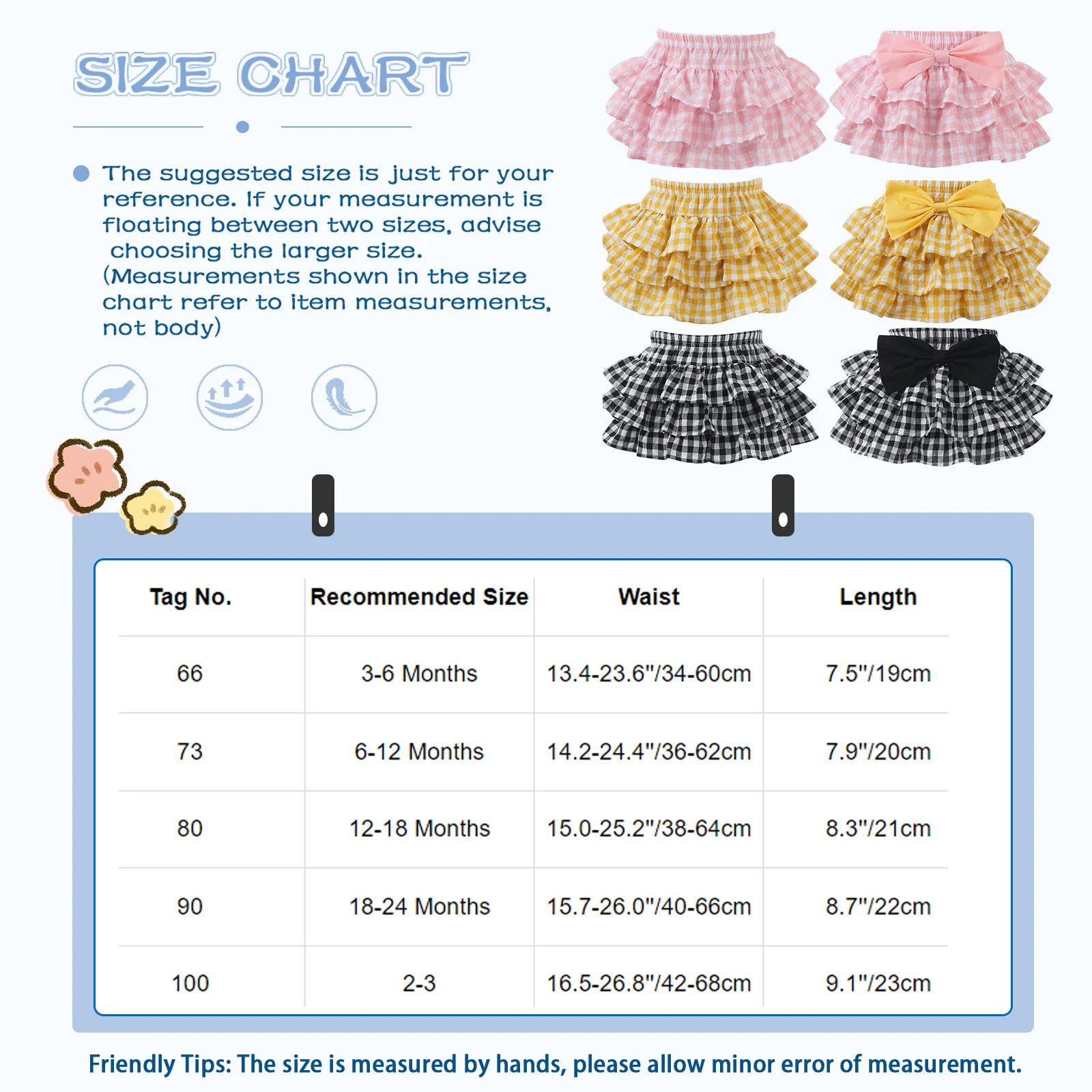 Toddler Girls Casual Plaid Layered Skirted Shorts Elastic Waistband Cute Bowknot Ruffle Bloomers Tutu Diaper Cover Loungewear images - 6