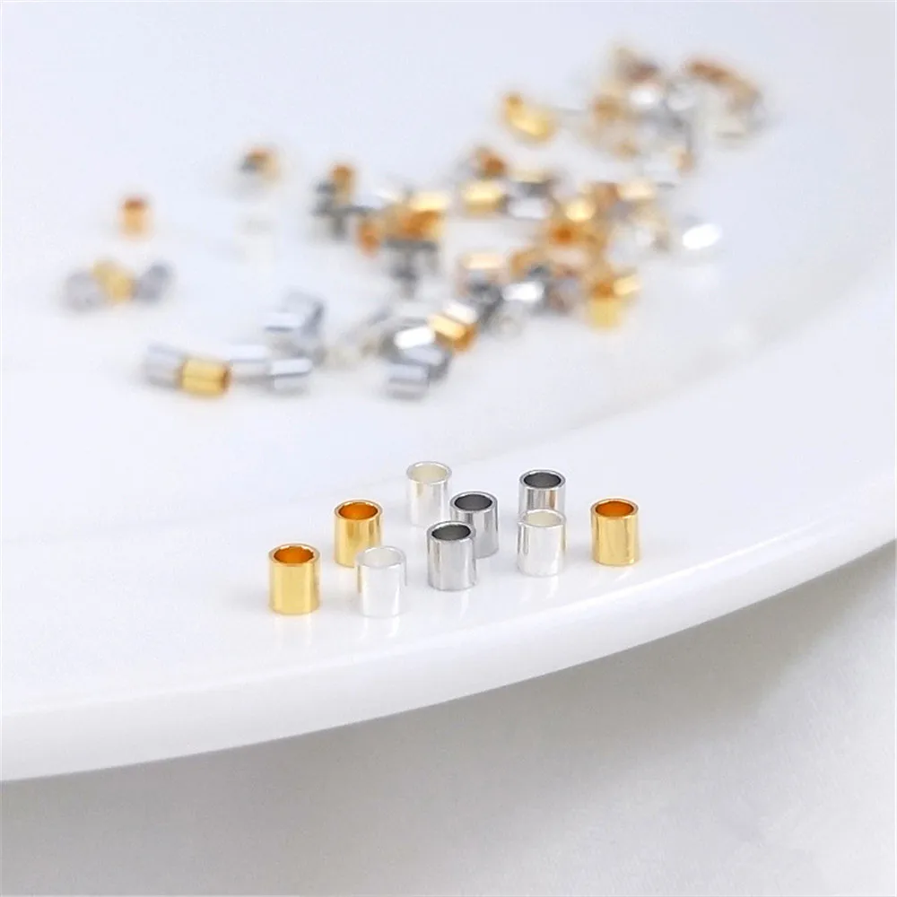 

Real 18K plated gold filled Positioning pipe DIY clamp flat fixed end positioning bead color preservation accessories