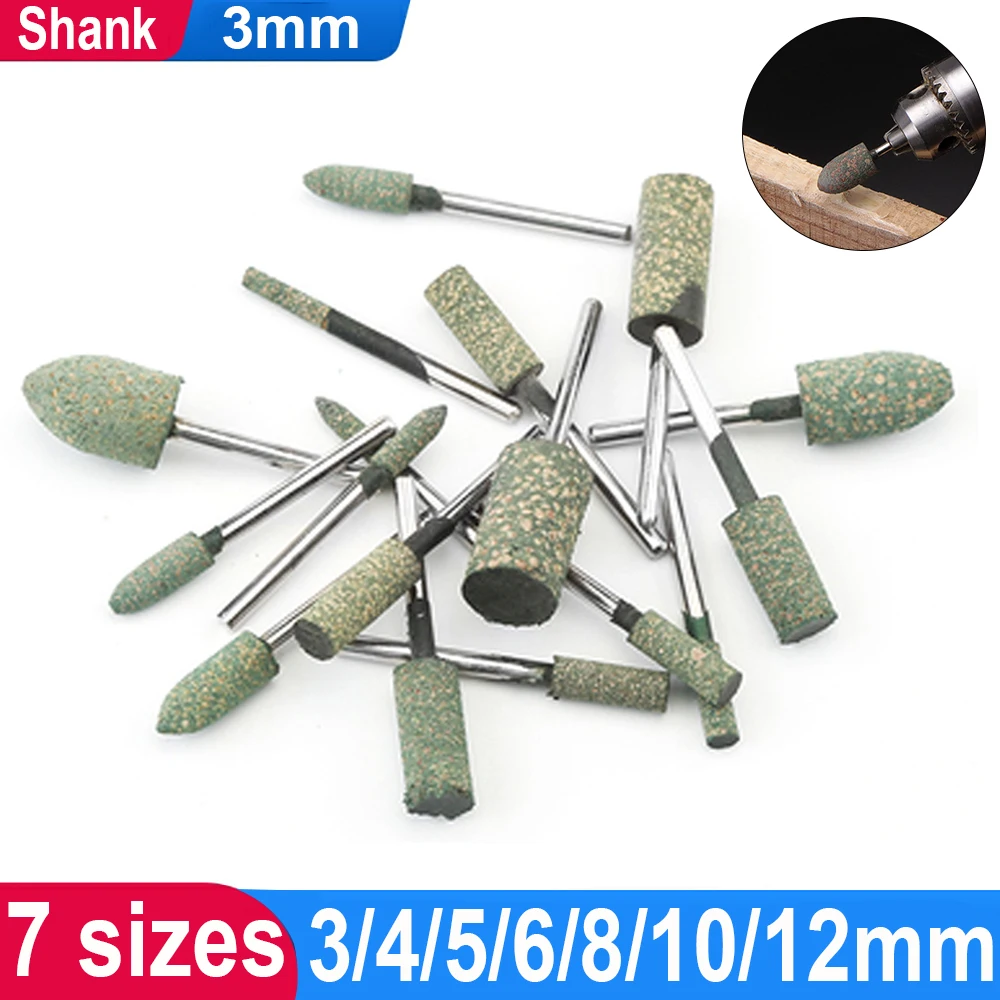 

10-50Pcs 3mm Shank Sesame Rubber Mounted Point Grinding Head for Mould Finish Polish Die Grinder Rotary Polishing Tools