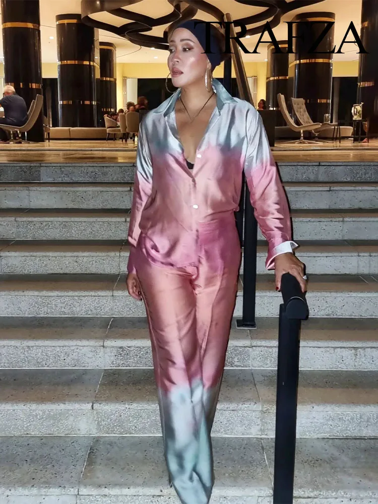 TRAFZA женские комплекты с отложным воротником и длинными рукавами однобортные