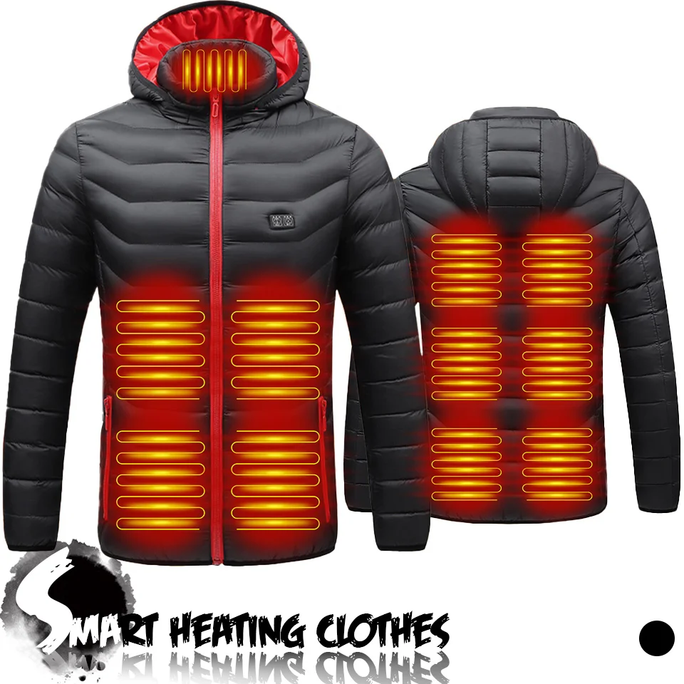 

Мужское зимнее пальто с капюшоном и электрическим подогревом, 11 зон