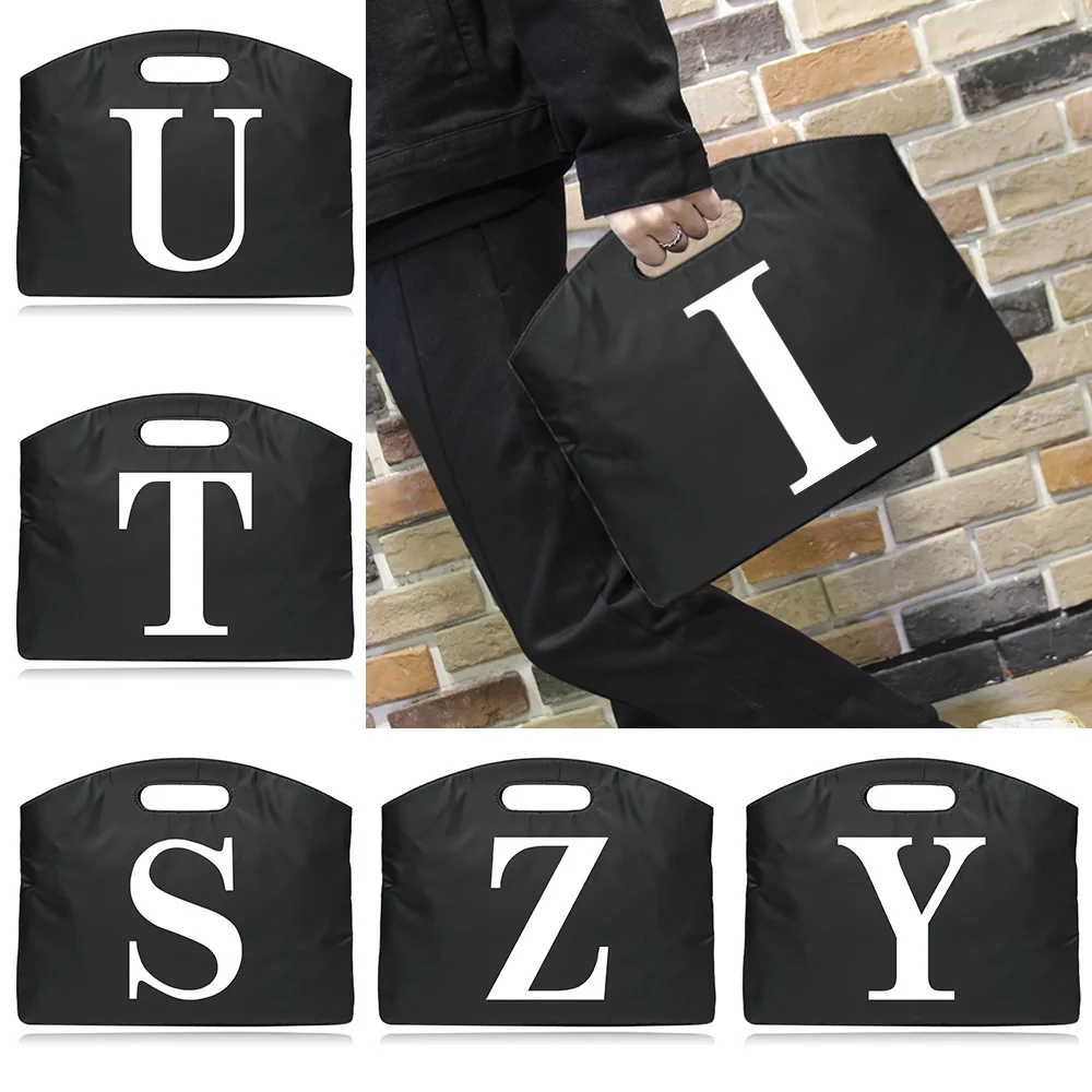 

Fashion Women's Computer Handbag Business Briefcase Bag White Letter Pattern Clutch Bag Large Capacity Handbag Messenger Bag