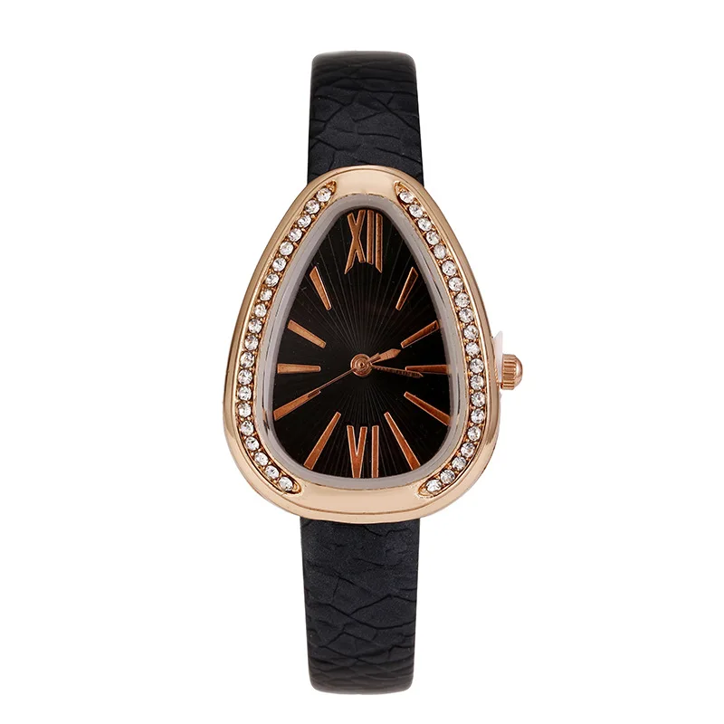 Europe and America hot serpentine diamond-encrusted Roman watch case female female quartz watch casual trend leather watch to se