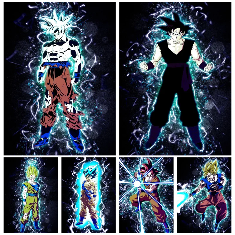 

Bandai Oil Painting Japanese Anime Dragon Ball Super Saiya Son Goku Cartoon Pictures Prints Art for Bedroom Decor 40x50cm