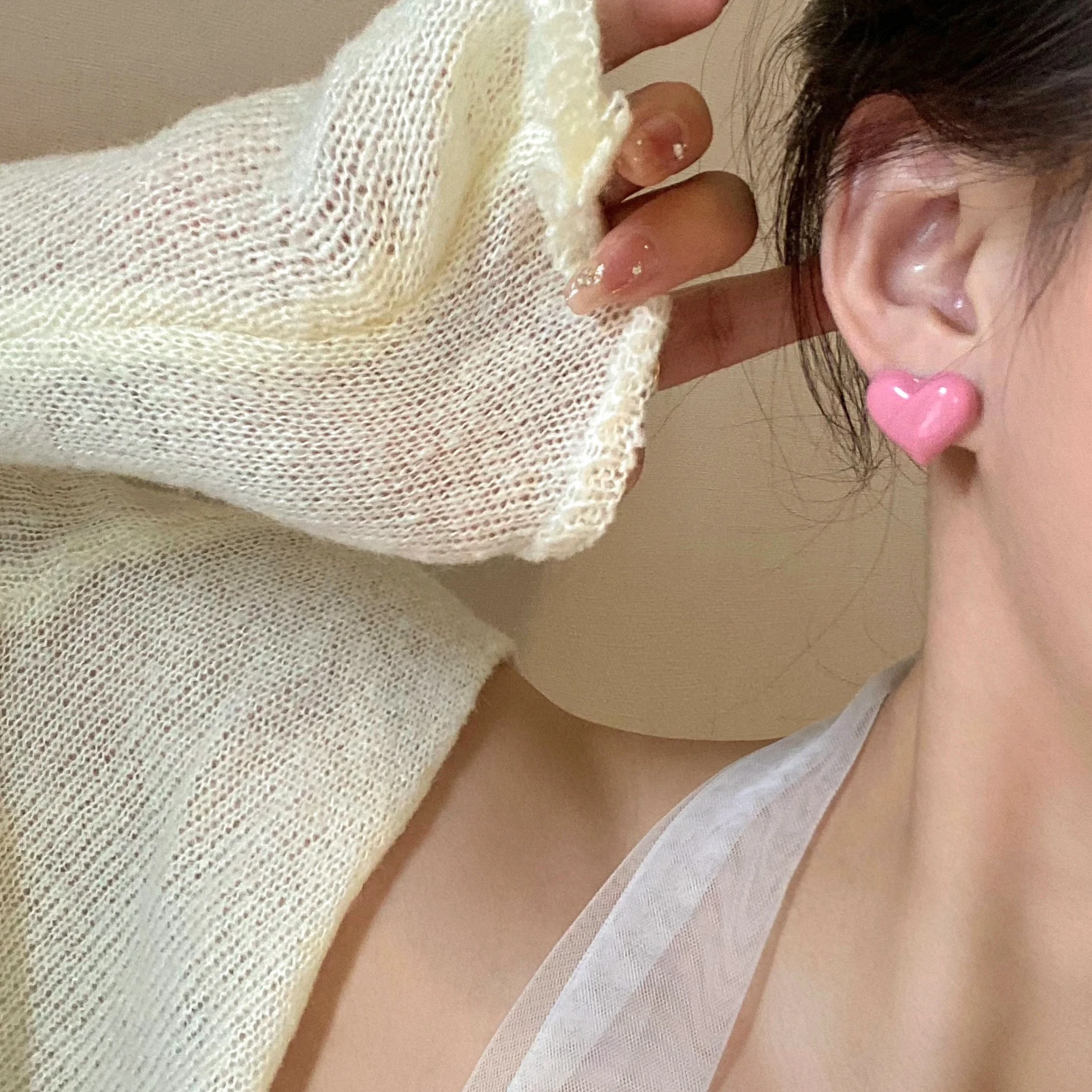 

Женские серьги-гвоздики в виде сердца, белые серьги в форме сердца S925, Новинка лета 2023