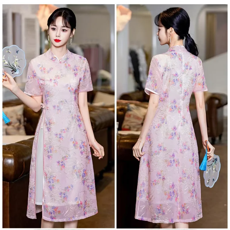 2024 современные улучшенные восточные платья Cheongsam для взрослых женщин одежда Qipao
