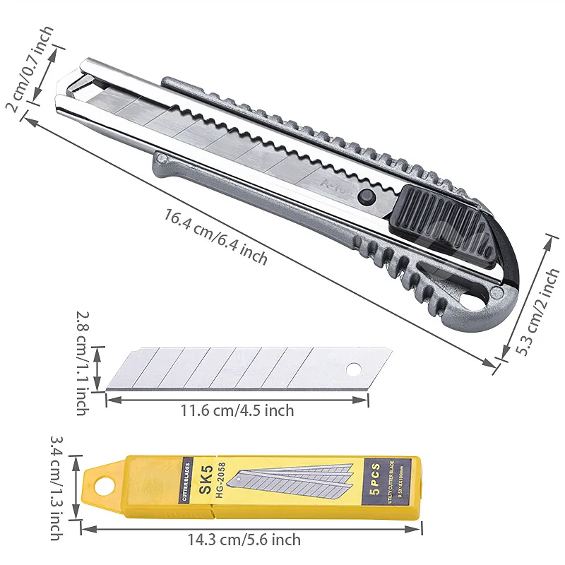 

Универсальный нож QHTITEC 18 мм, Многофункциональный прочный острый нож для бумаги из АБС-пластика с удобным захватом