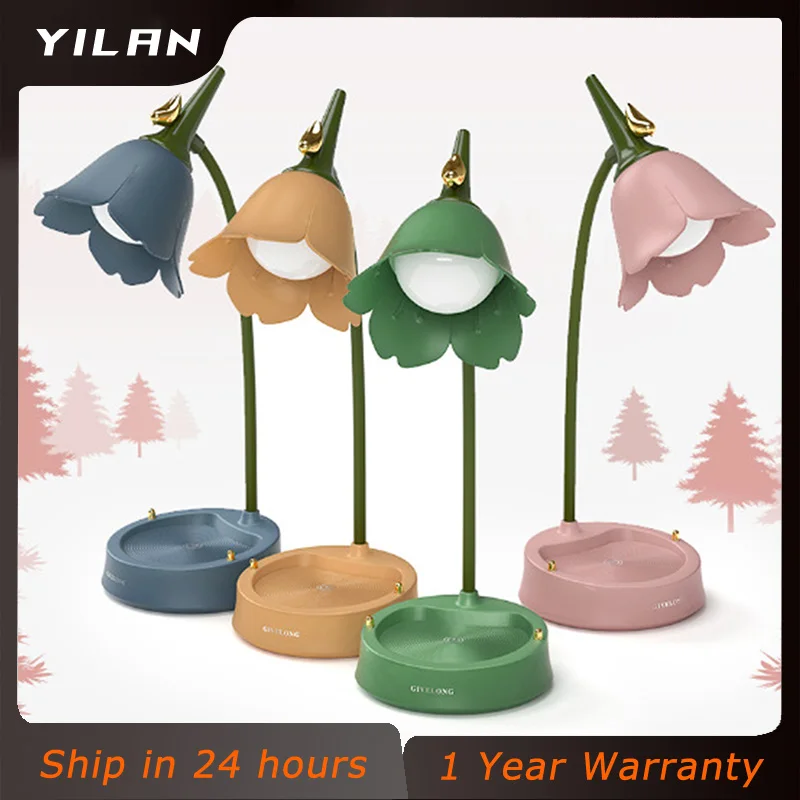

Nordic Flower Table Lamp for Student Studying Eye Protection LED Desk Lamp Touch Reading Light Multi-function Bedroom Room Decor