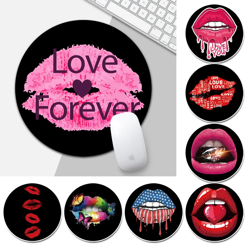 

Gaming Mouse Pads Stylish Simplicity Mat Pu Leather PC Mousepad Round Small Desk Mouth Pattern Gamer Mats for Macbook Laptop