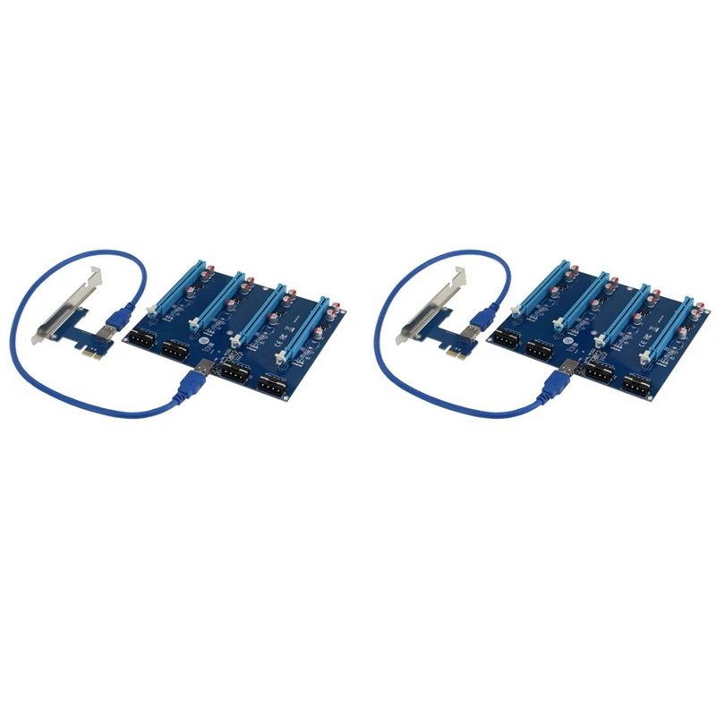 

2X PCI-E Adapter Card Pcie 1 To 4 Riser Card 1X To 16X Slot Card For PC Computer Connector