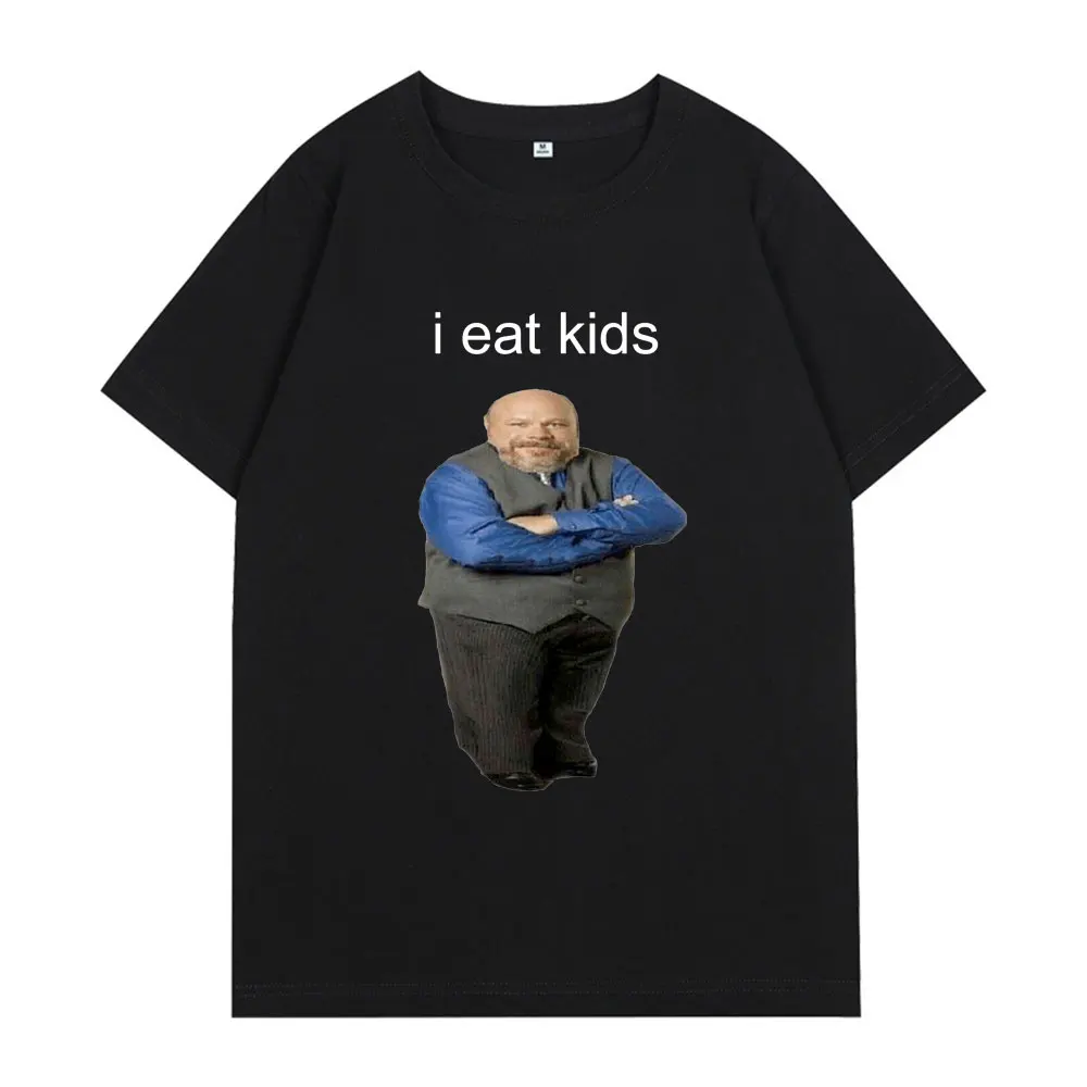 

Bertram Eats Kids Funny Brand Men Women T Shirts I Eat Kids Man Summer Short Sleeve Casual Tees Oversized Classic Black T-shirts