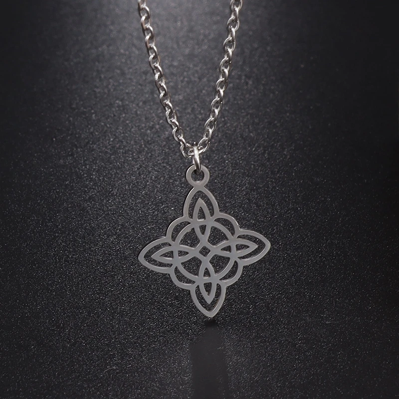 

Small Stainless Steel Witch's Irish Knot Necklace for Women Witchcraft Jewelry Chain Fashion Celtic Cross Amulets