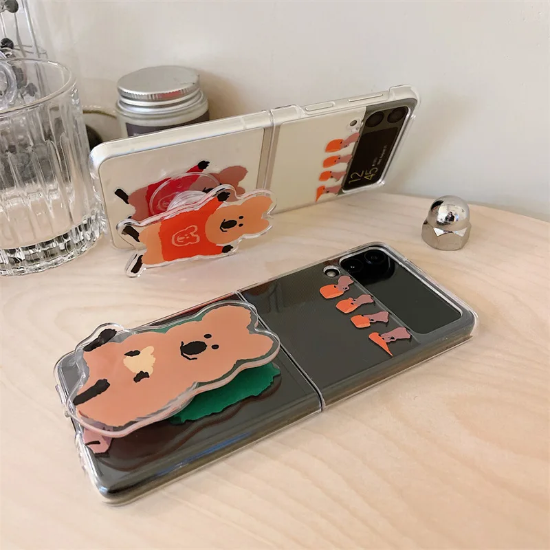 

Fashion Korean Koala Dinotaeng Phone Case for Samsung Galaxy Z Flip 3 Z Flip 4 Hard PC Back Cover for ZFlip3 ZFlip4 Case Shell