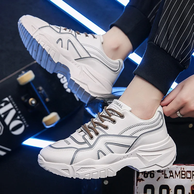 Men's Shoes Waterproof New Running Shoes Thick Sole Student Chunky Sneakers Trend Casual Shoes Men 2023  Jogging Sports Shoes